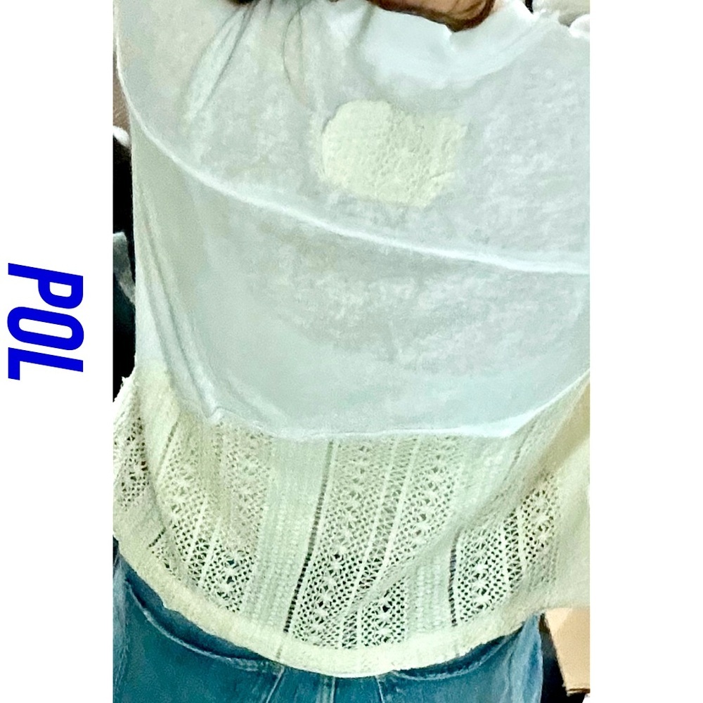 POL Women's White and Cream Lace Sweatshirt - Picture 4 of 5